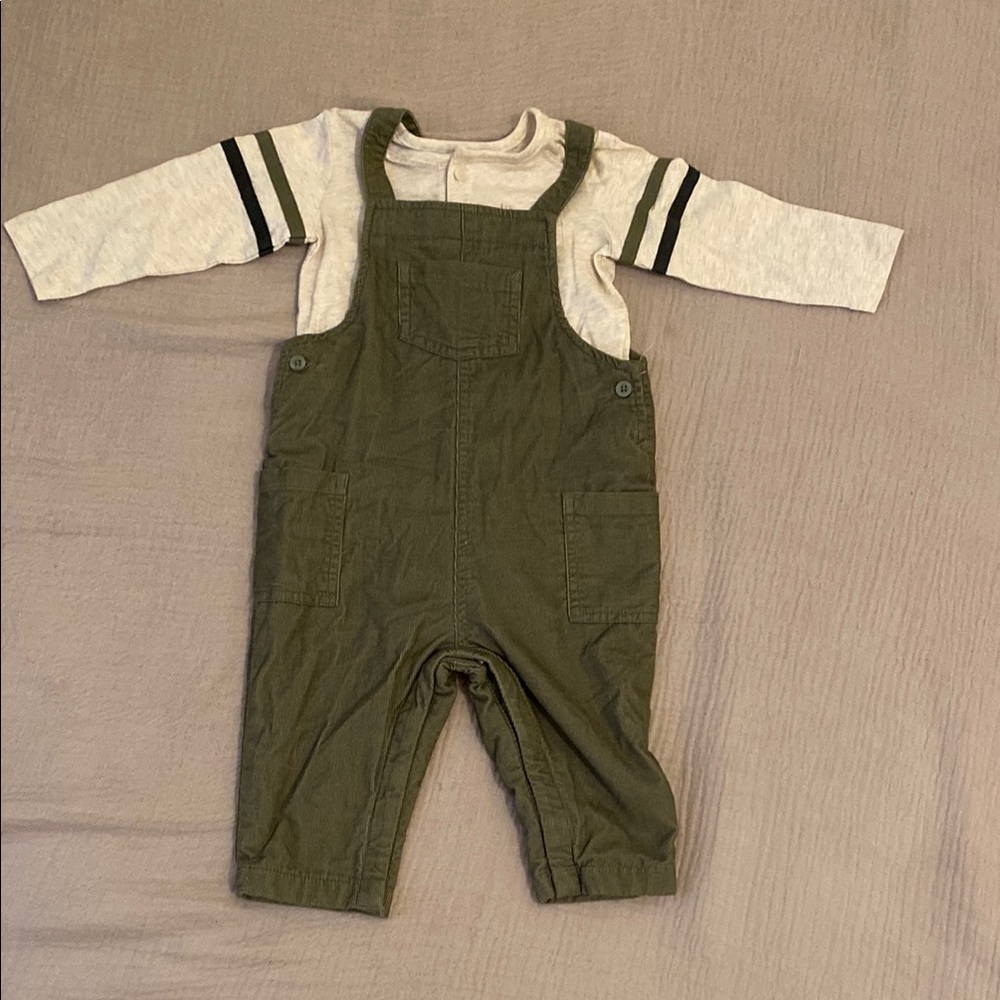 Gap Olive Green Kids Overalls & top . Size 6-12 . New